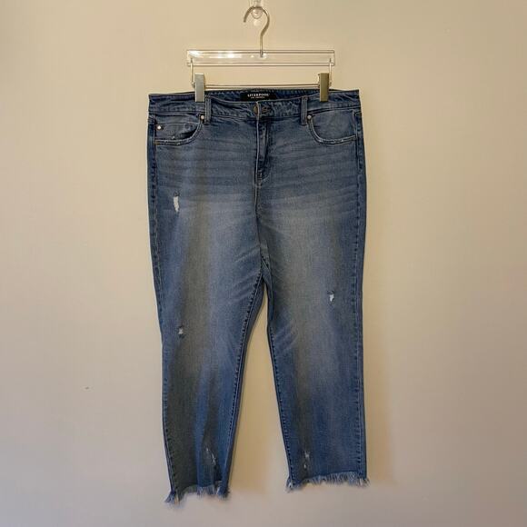 Liverpool Los Angeles US 14/32 light wash The Crop Straight raw hemline ripped - Picture 1 of 8